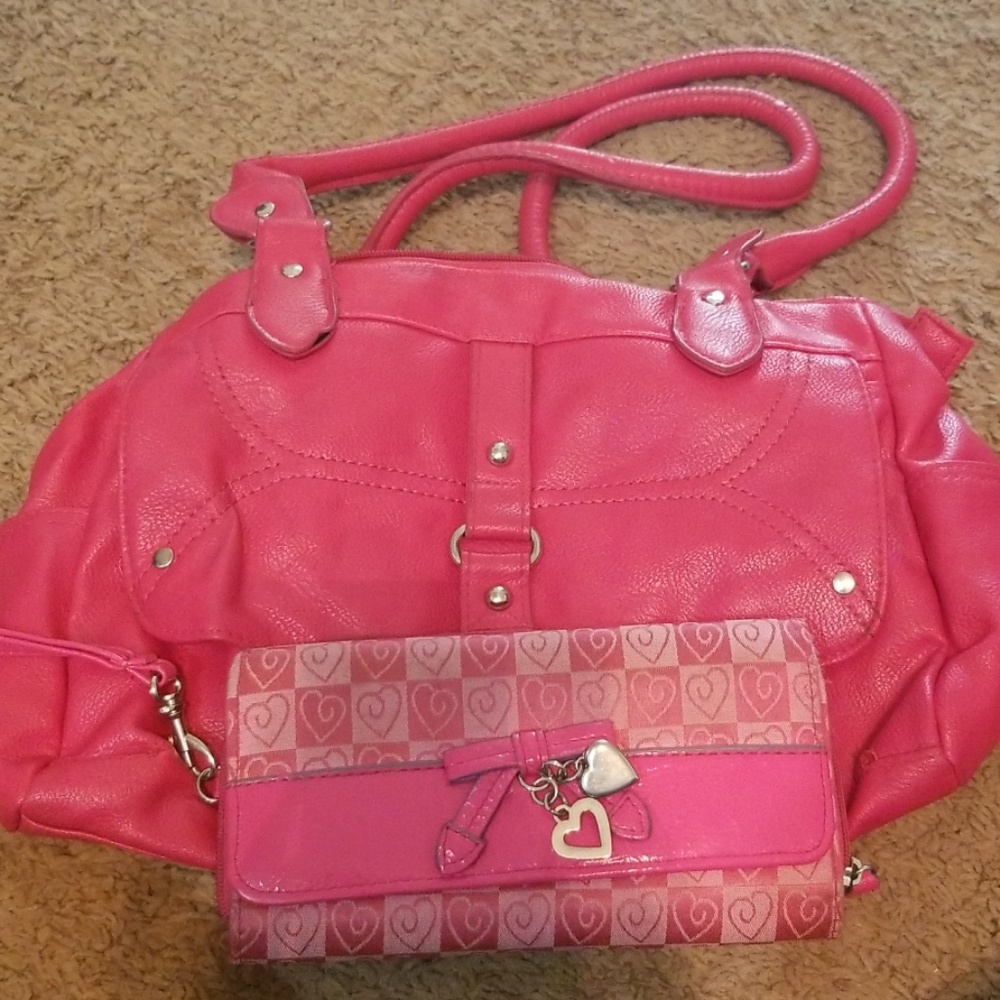 Pink purse and wallet set